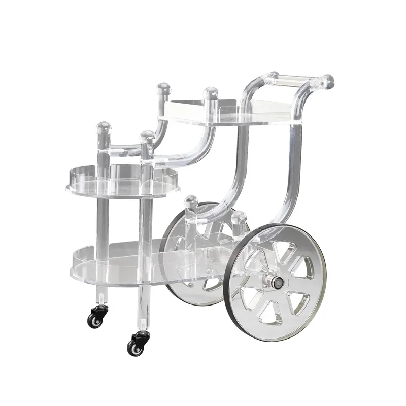 Modern Hotel Liquor Trolley 3 Layers Service Cart Aircraft Food Cart Mobile Kitchen Contemporary Restaurant Acrylic 1 Set