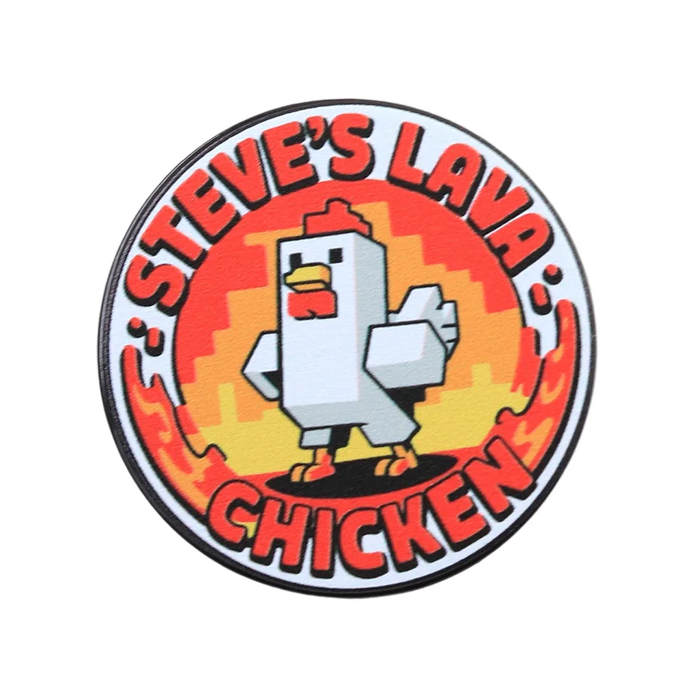 Lava Chicken Brooch Classic Game Peripheral Badge Orange Circular Enamel Pin Game Logo Fan Back Packaging Accessory Collect Gift