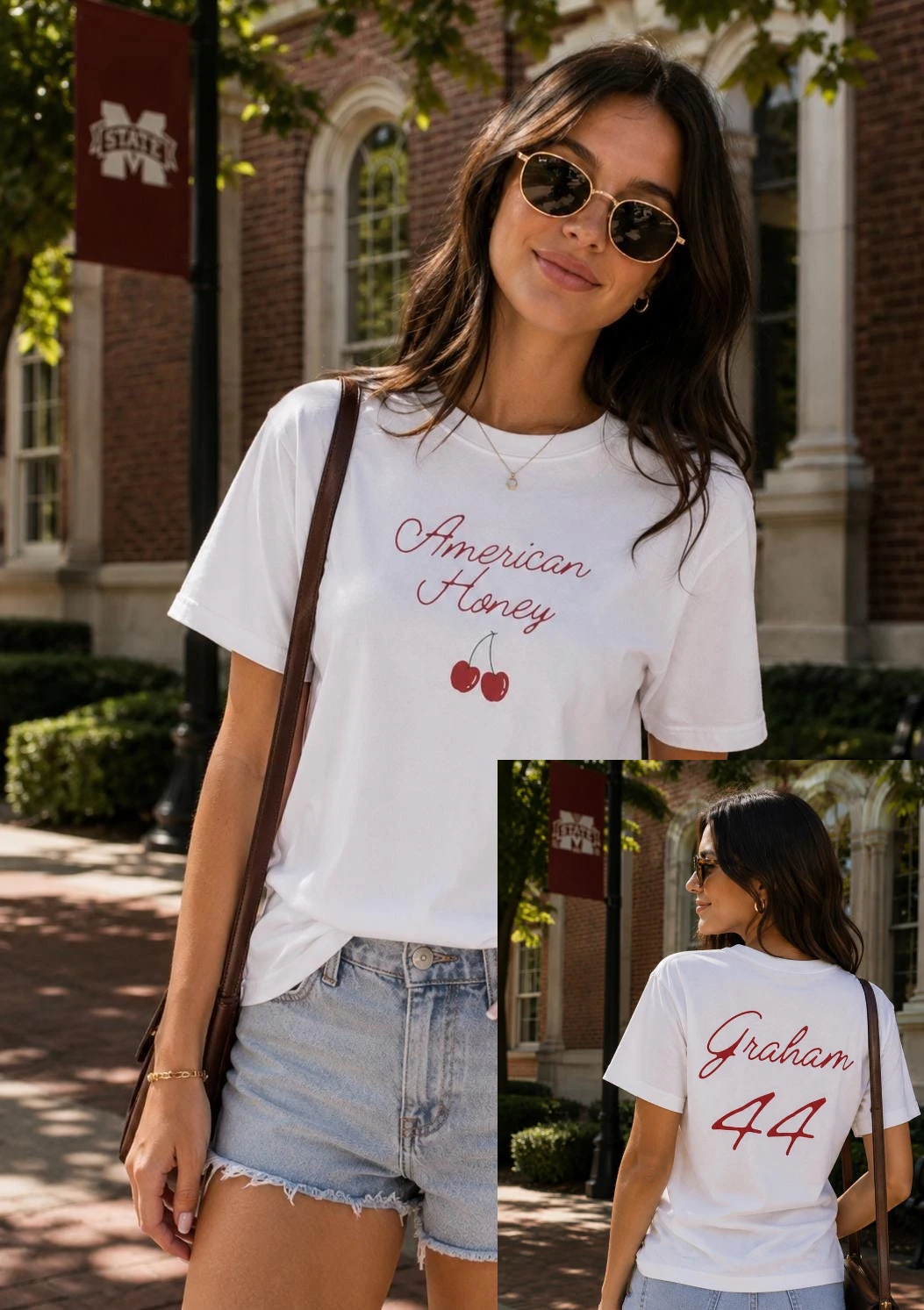 American Honey Cherries Shirt College Hockey Romance Inspired Tee Trendy Reader Gift Sports Style Aesthetic Graphic Shirt Tops