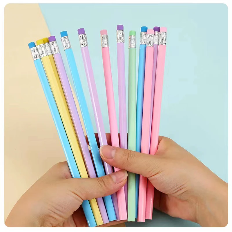 15Pcs Green harmless Triangle rod HB pencil Wood Pencil Professional sketch graphite pencil for school supplies kids