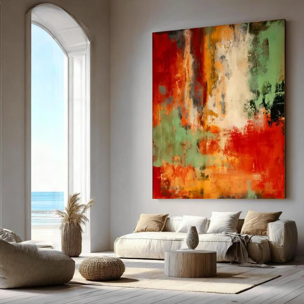 100% Handmade Abstract Oil Painting On Canvas insEarth Grey mural Minimalist Wall Art Picture For Home Living Room Decor Image