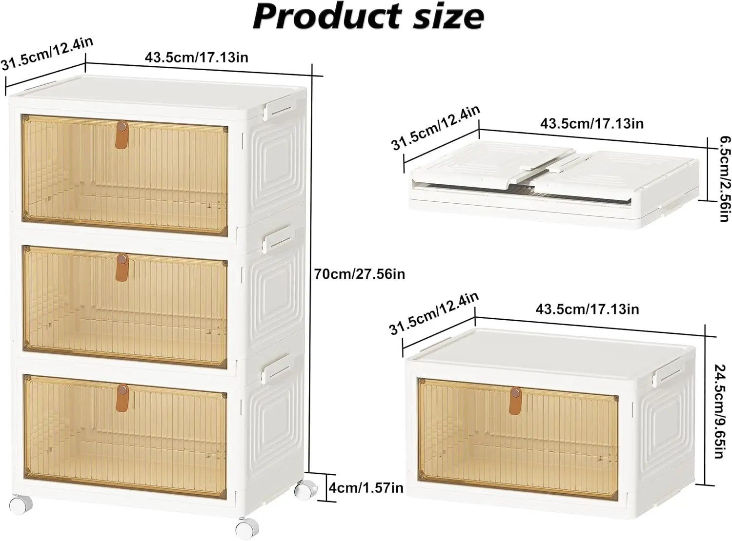 Closet Organizers and Storage 93Qt 3 Pack Closet Organizer Boxes for Clothes Stackable Storage Bins Foldable Storage Box for Clo
