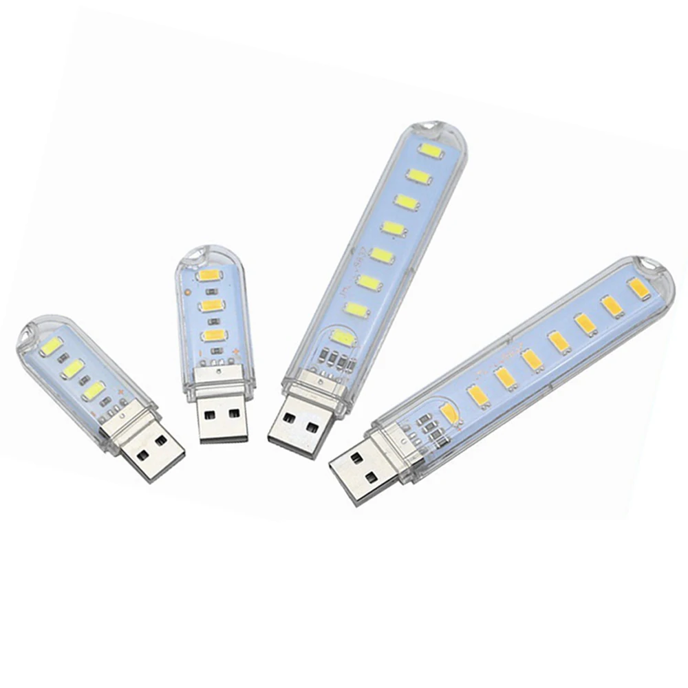 5pcs Portable USB Strip Light Mini Led Night Lights USB Plug Book Lamp Room Emergency Lighting for Power Bank Computer