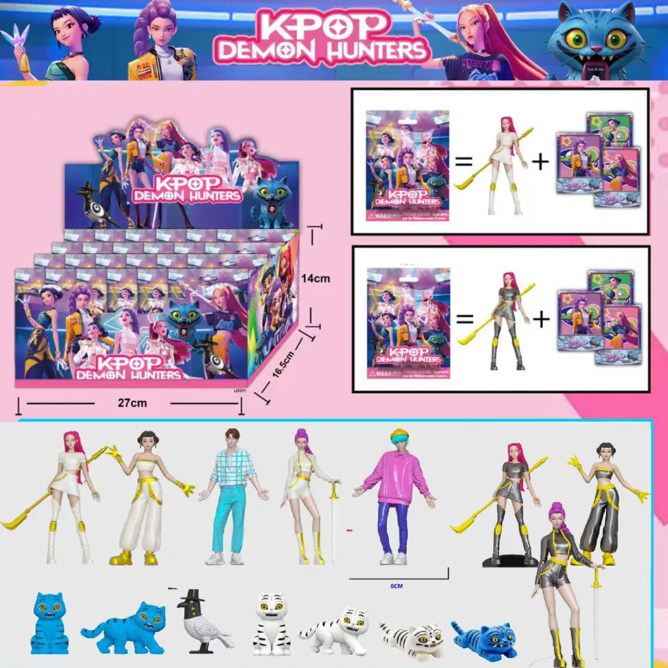 2025 Kpop Demon Hunters Action Figure Toy Derpys Tiger Rumi Mira Zoey Sussy Figurine Doll Blind Box per i fan Regalo di Natale