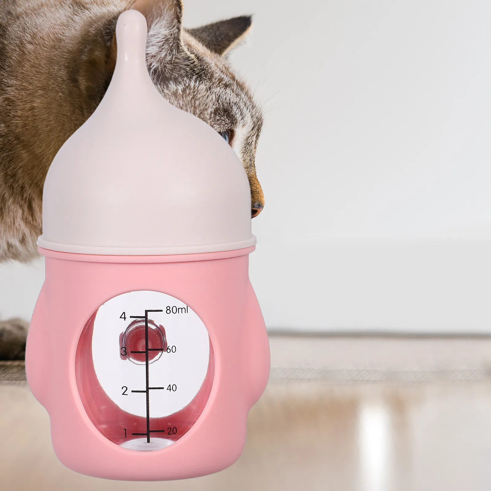 

Бутылочка для кормления домашних животных, розовая, силиконовая, для котят и щенков, для мелких животных, с мягкой соской, непроливайка, легко моется