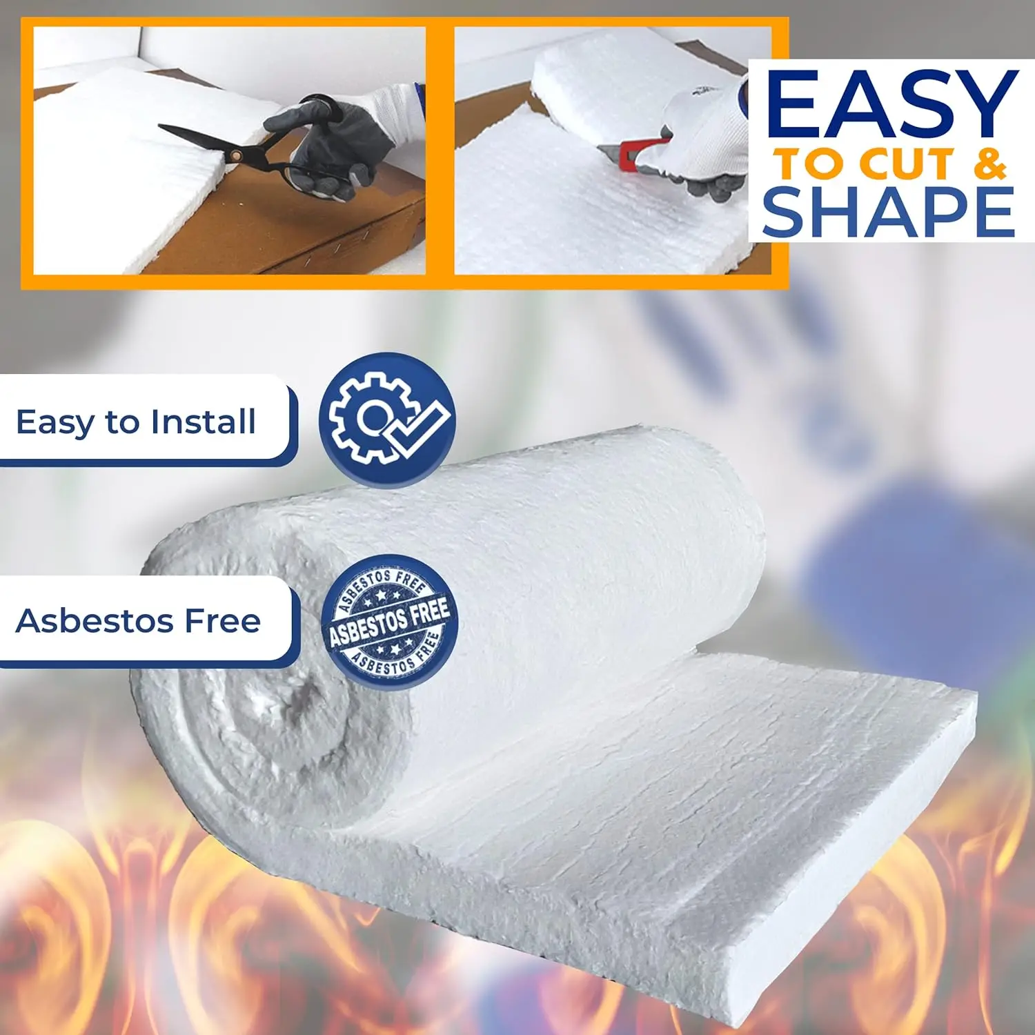 Zirconium Bearing Ceramic Fiber Blanket 1500°C Heat Resistant InsulationMaterial 10mm/20mm/30mm Thickness 30cmX61cmfor Fireplace