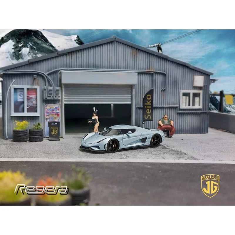 **PrevSale** JG 1:64 Regera Glacier Blue Super Diecast Diorama Car Model Collection Miniature Carros Toy