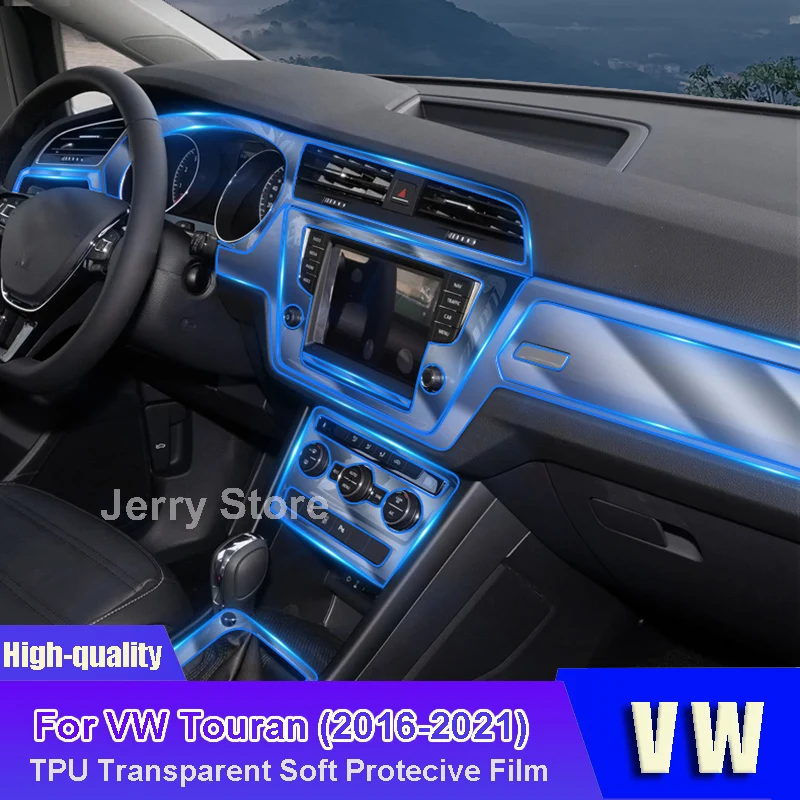 

For VW Touran (2016-2021) Car Interior Center Console Transparent TPU Protective Film Anti-scratch Repair Car Stickers