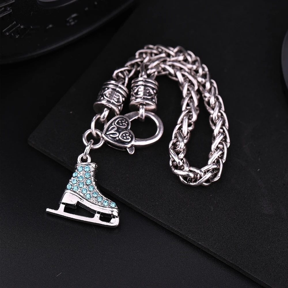 My Shape Skating Shoes Pendant Bracelets for Women Ice Skater Bracelet Sports Figure Skating Crystal Jewelry Gifts Skate Lover