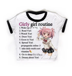 2000 년대 펑크 애니메이션 그래픽 탱크 및 카미스 탑 그런지 빈티지 고딕 옷 여성 코르셋 스트리트웨어 Y2K 탑 이모 크롭 탑 의류 12 최고의 판매 Miku Lanyard -№6