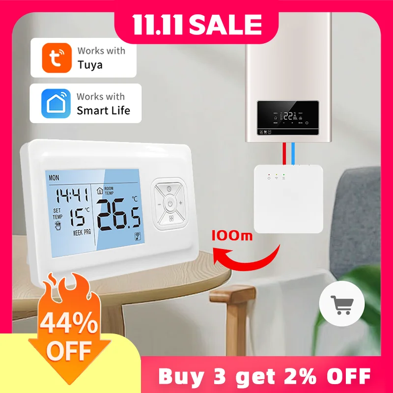 

Tuya Smart Wireless Boiler Thermostat Wifi Battery Operated Thermostat Gas Boiler Thermostat Smart Wifi Temperature Controller