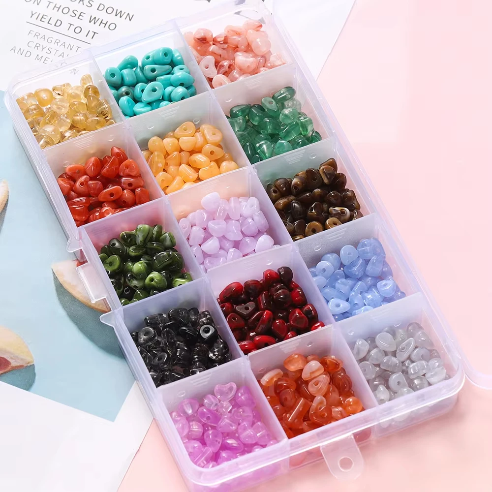 About 525pcs/Box Imitation Natural Stone Beads Irregular Acrylic Spacer Loose Bead Set for Bracelet Necklace DIY Jewelry Making view 3