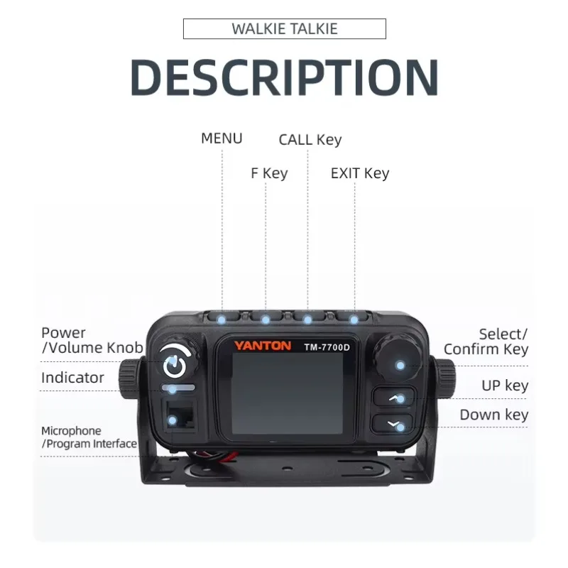 2025 горячая распродажа, рация дальнего действия, 25 Вт, аналоговая мобильная радиостанция, UHF, VHF, двухдиапазонный, 4G POC, двойной режим YANTON TM-7700D