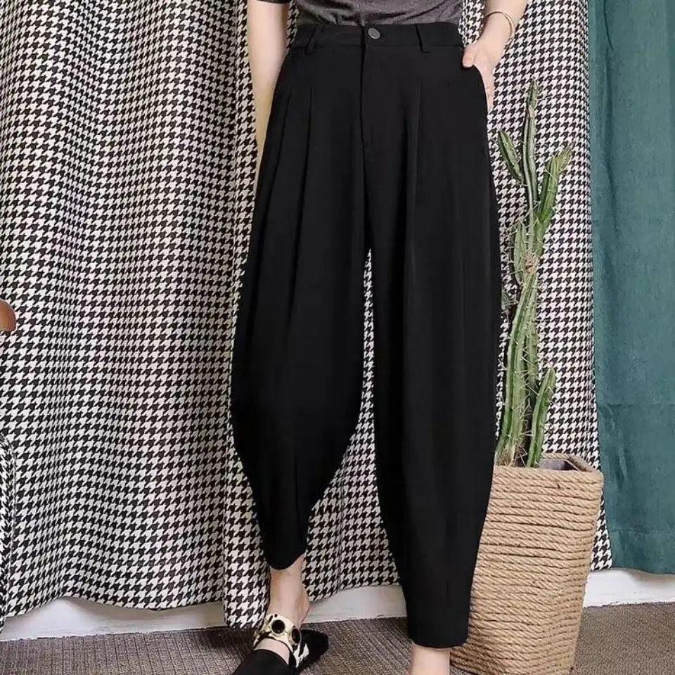 

Black Pants Women's Spring And Summer New Harlan Pants Leisure High Waist Loose Slim Nine Legged Suit Pants