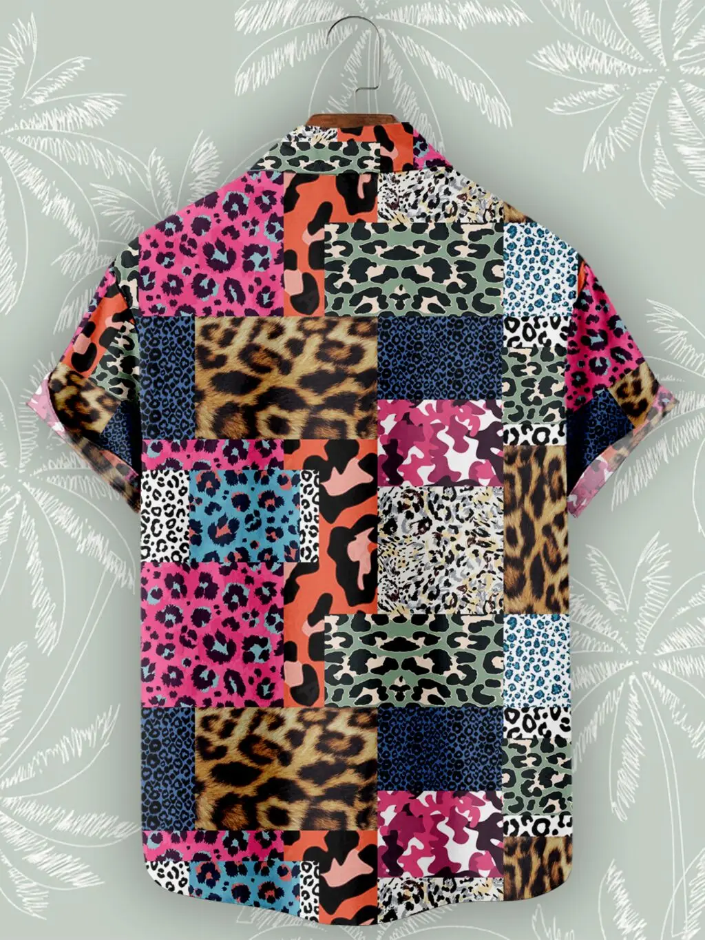 Camisa hawaiana de playa con retazos de leopardo para Hombre, camisas de manga corta de gran tamaño, estilo callejero, Ropa informal, moda de verano, 2023