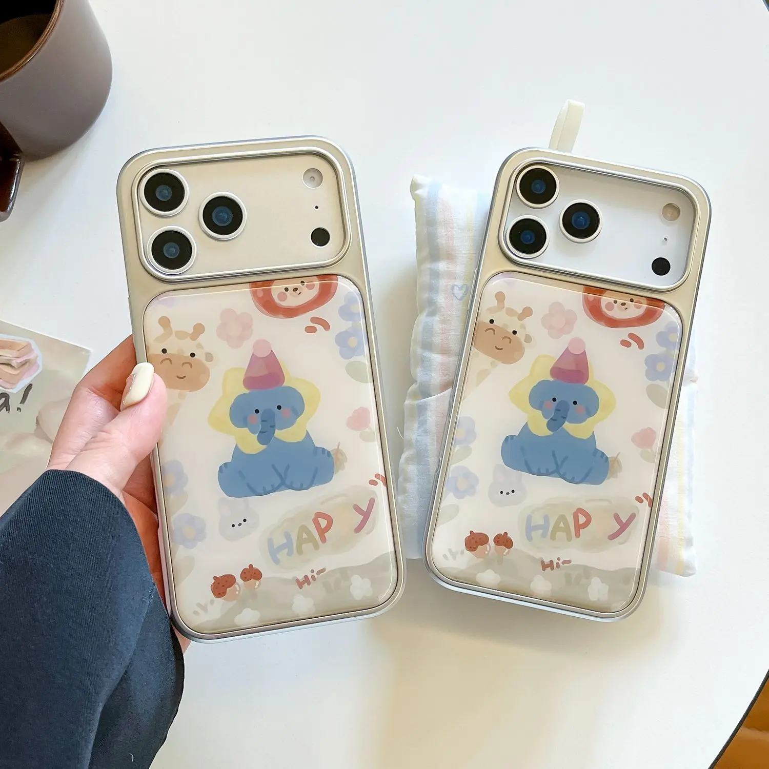 

Осенне-зимний чехол для телефона с милыми маленькими животными из смолы для iPhone 17 16 Pro Max 15 14 13 Pro, противоударная силиконовая задняя крышка