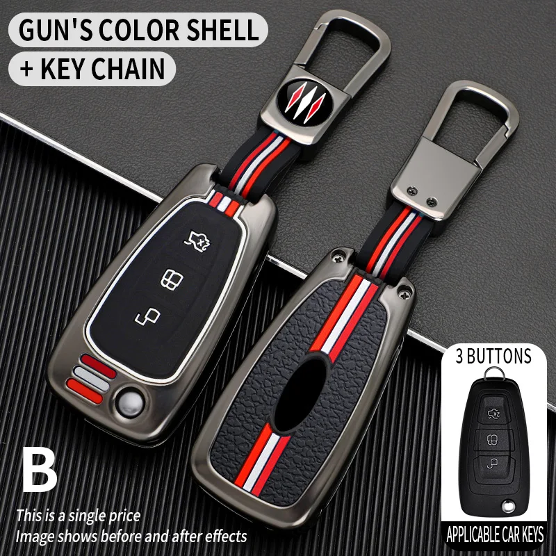 Capa para chave de carro, para ford focus mk2 mk3 2 3 kuga edge ranger mondeo s max c max 2008 2009 2010 2011 2012 2013 2014 2015 2016