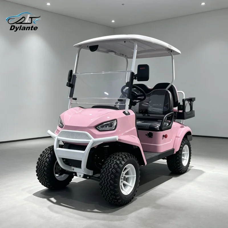 China Custom Pink 4 Seat All Terrain Electric Touring Car for Villa Park 4 Seater Electric Golf Cart