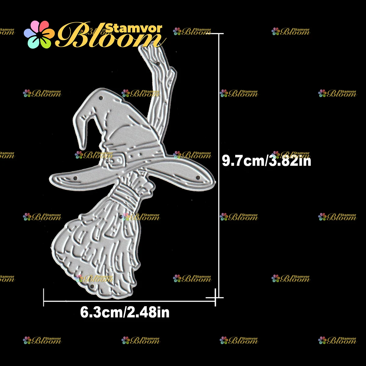 Original Retro Halloween Broom and Wizard Hat Metal Cutting Dies Scrapbooking Decorative Embossing