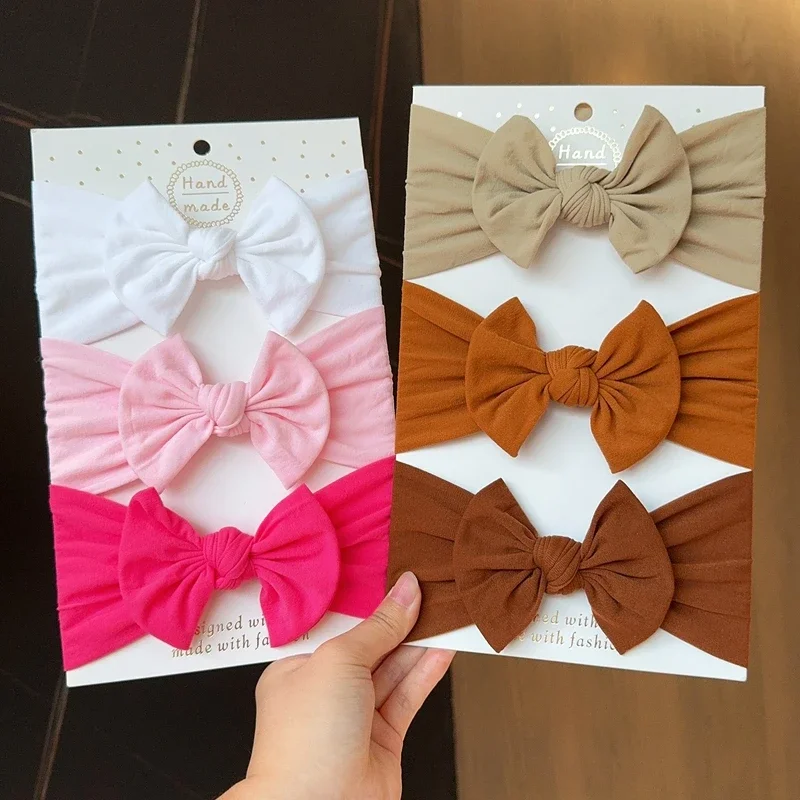 Diadema con lazos para bebé y niña, turbante para recién nacido, accesorio para el cabello, diadema para niños pequeños, accesorios para el cabello, 3 piezas