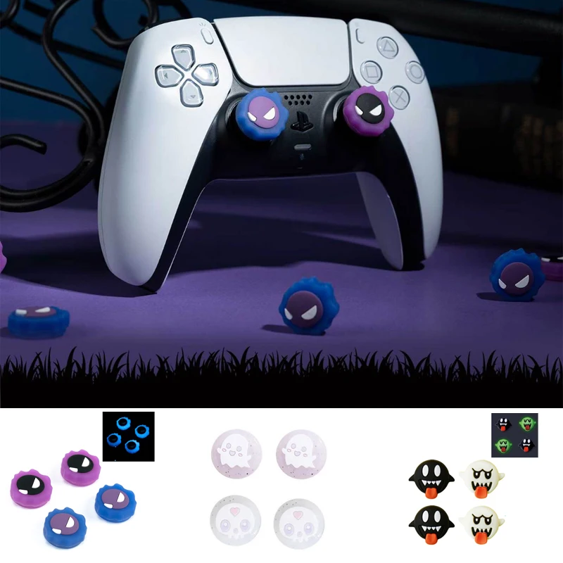 Luminous Ghost Silicone Joystick Cover For Sony PS5 PS4 PS3 Xbox One/360 Slim Series X/S Switch Pro Thumb Stick Grip Cap Case