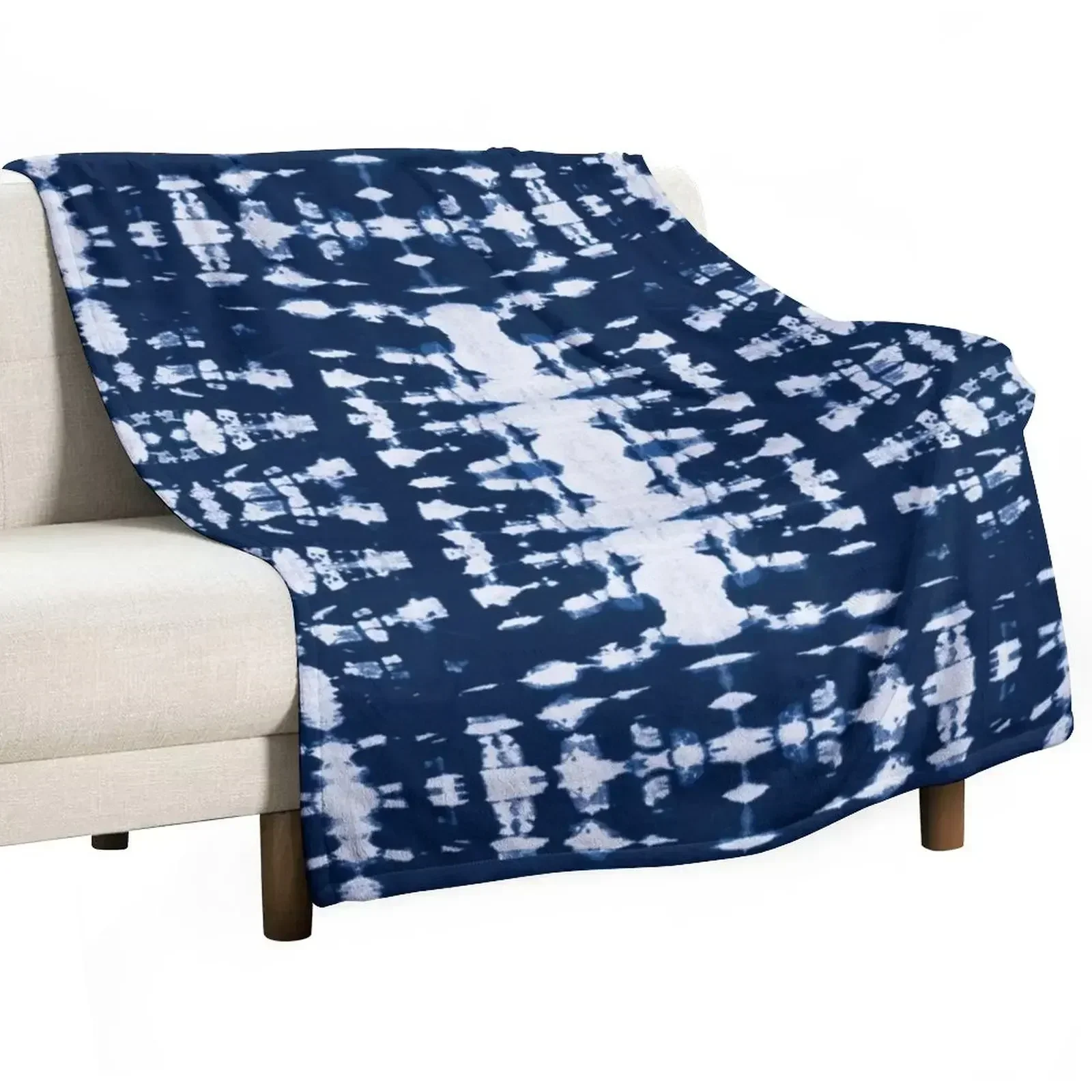 

Kumo Indigo Shibori Throw Blanket Decorative Sofas manga Winter beds Blankets