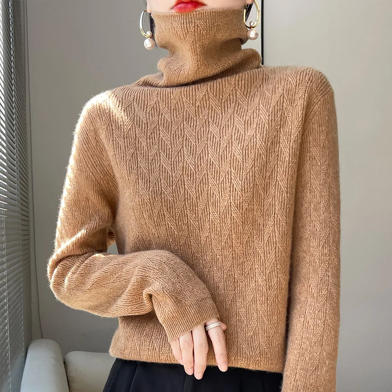 2022 Cashmere Sweater Women\'s Casual Turtleneck Pullover Fashion Knitwear Women\'s Autumn And Winter Solid Color Sweater