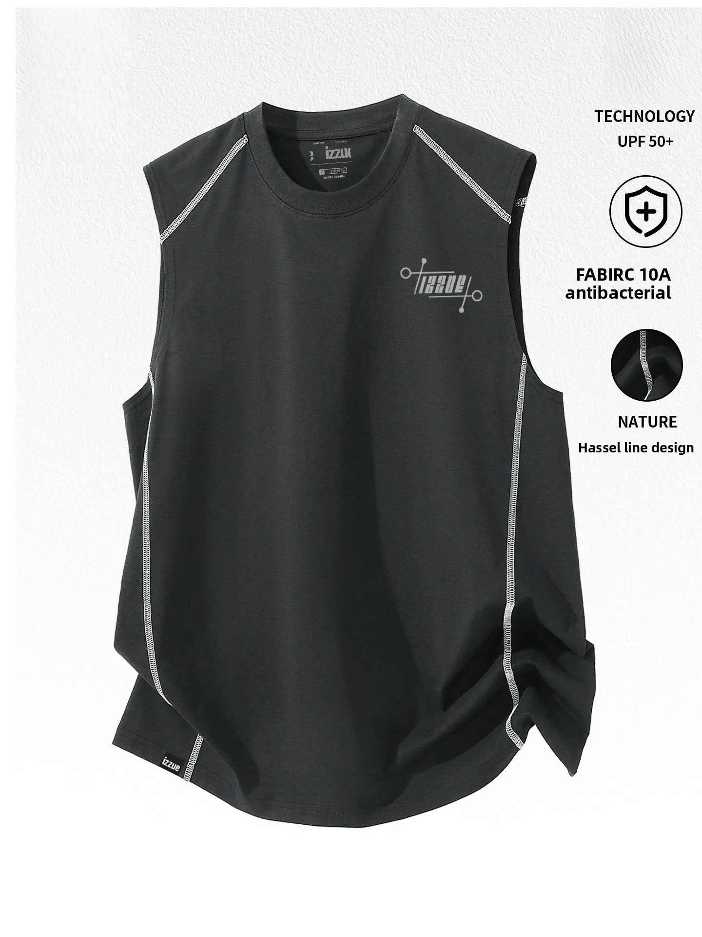 

Новая летняя майка Izzue в американском ретро-стиле с круглым вырезом, разрезом на плече, высокой эластичностью и антибактериальными свойствами