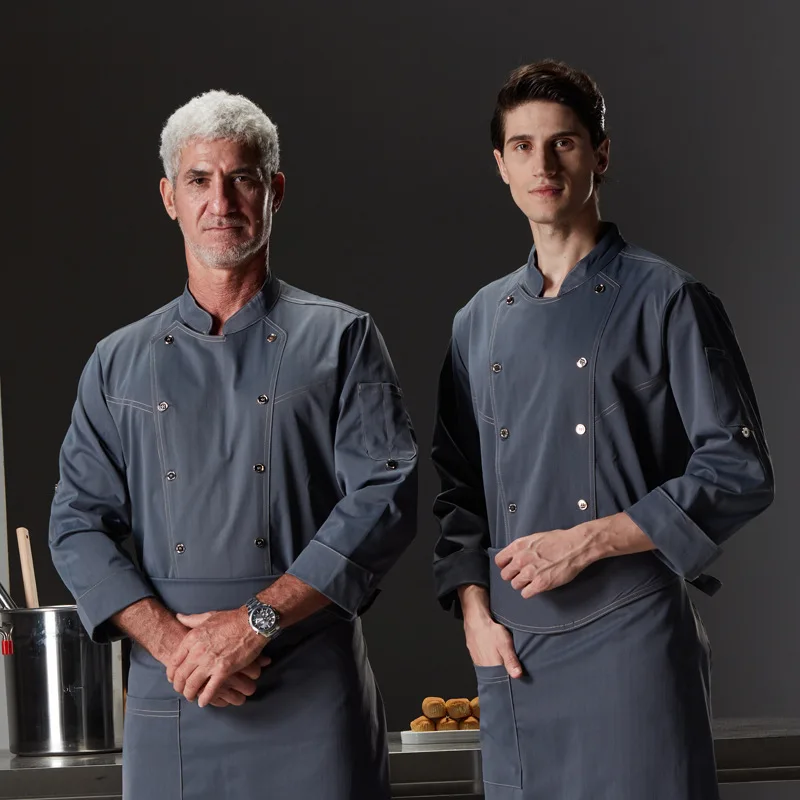 High-End Star Hotel Executive Chef Overalls Long-Sleeved Baking Autumn and Winter Dining Kitchen Suit Men's Breathable