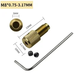 Brass Copper Drill Chuck Shaft Chuck Clamp Connecting Drill M8-2/2.3/3.17/5mm Mini Rod Self-tightening Durable