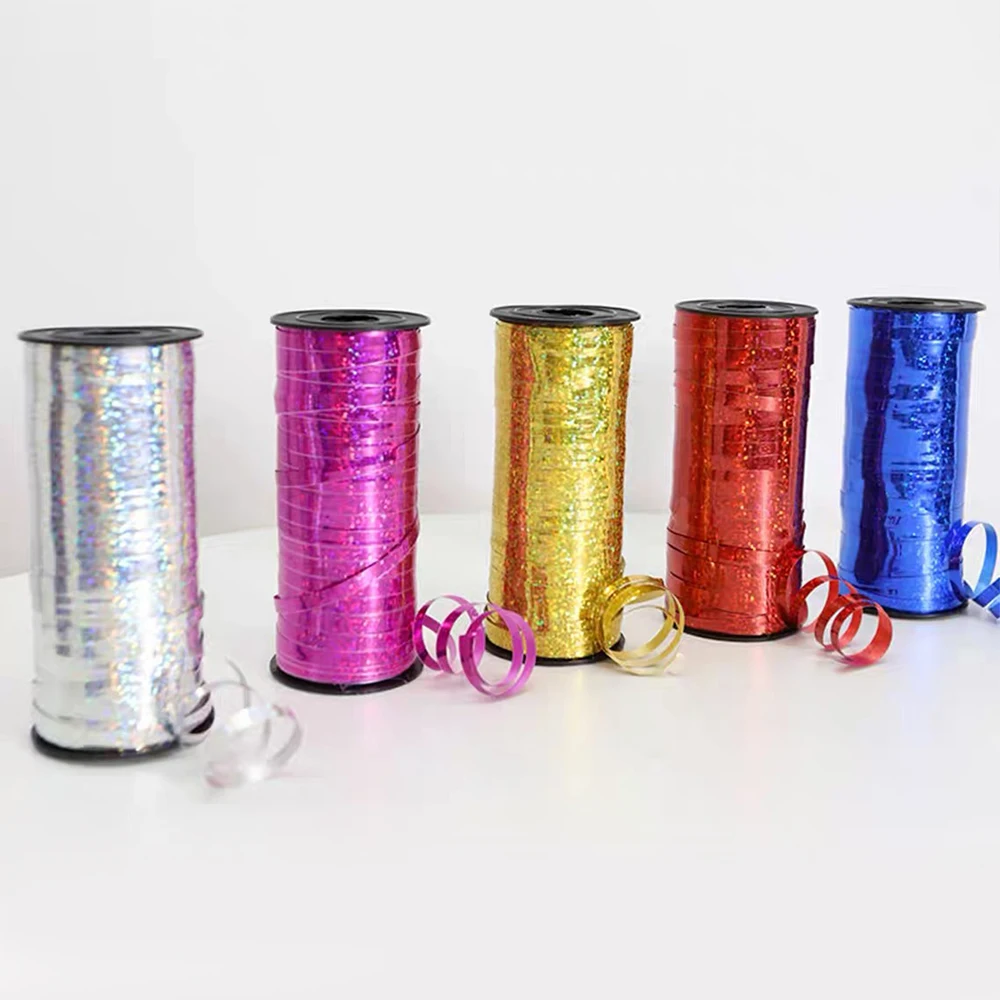 100 ياردة/لفة بريق الشباك أشرطة بالون شرائط هدية التفاف شرائط للحرف اليدوية عيد الميلاد حفل زفاف وعيد ميلاد الديكور