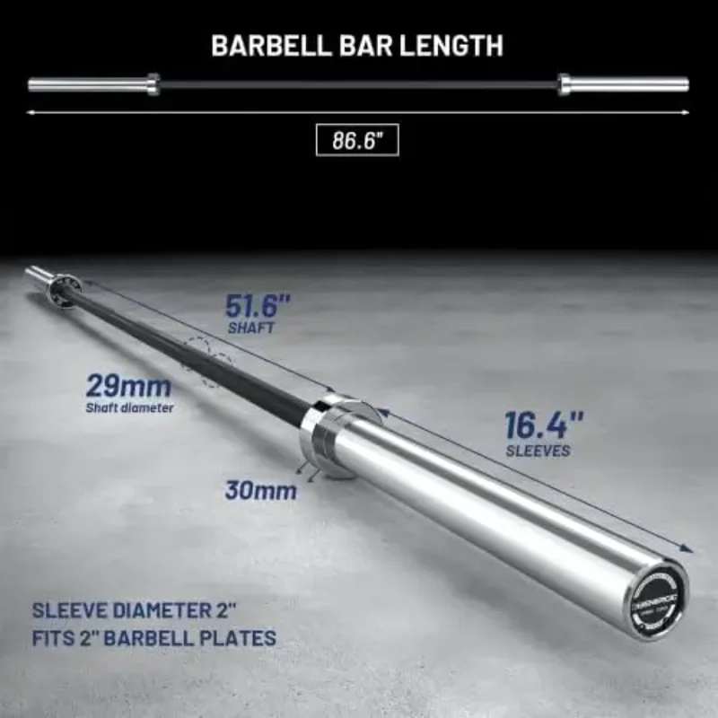 7ft Powerlifting Barbell 44lb Bar 1500-lbs Capacity Available with Hard Chrome Sleeves for Deadlift, Squat and Bench