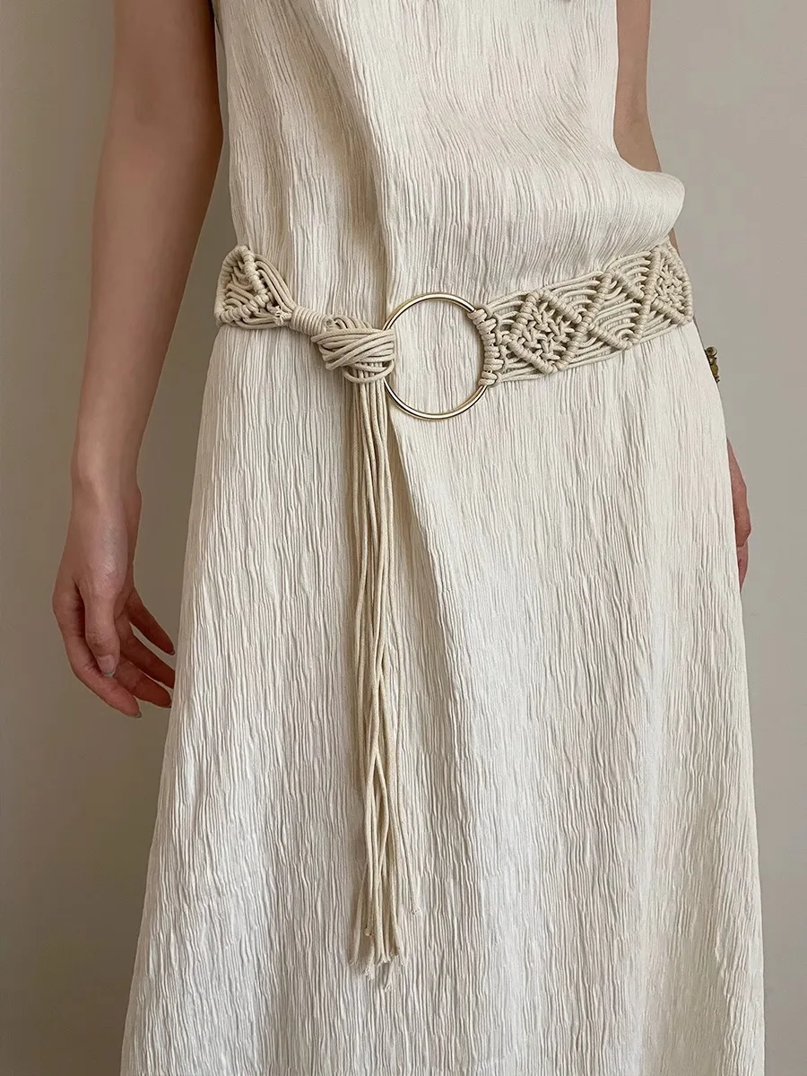 Bohemian Braided Folk Wind Waist Rope, 2024 New Style With Dress, Belt And Chain