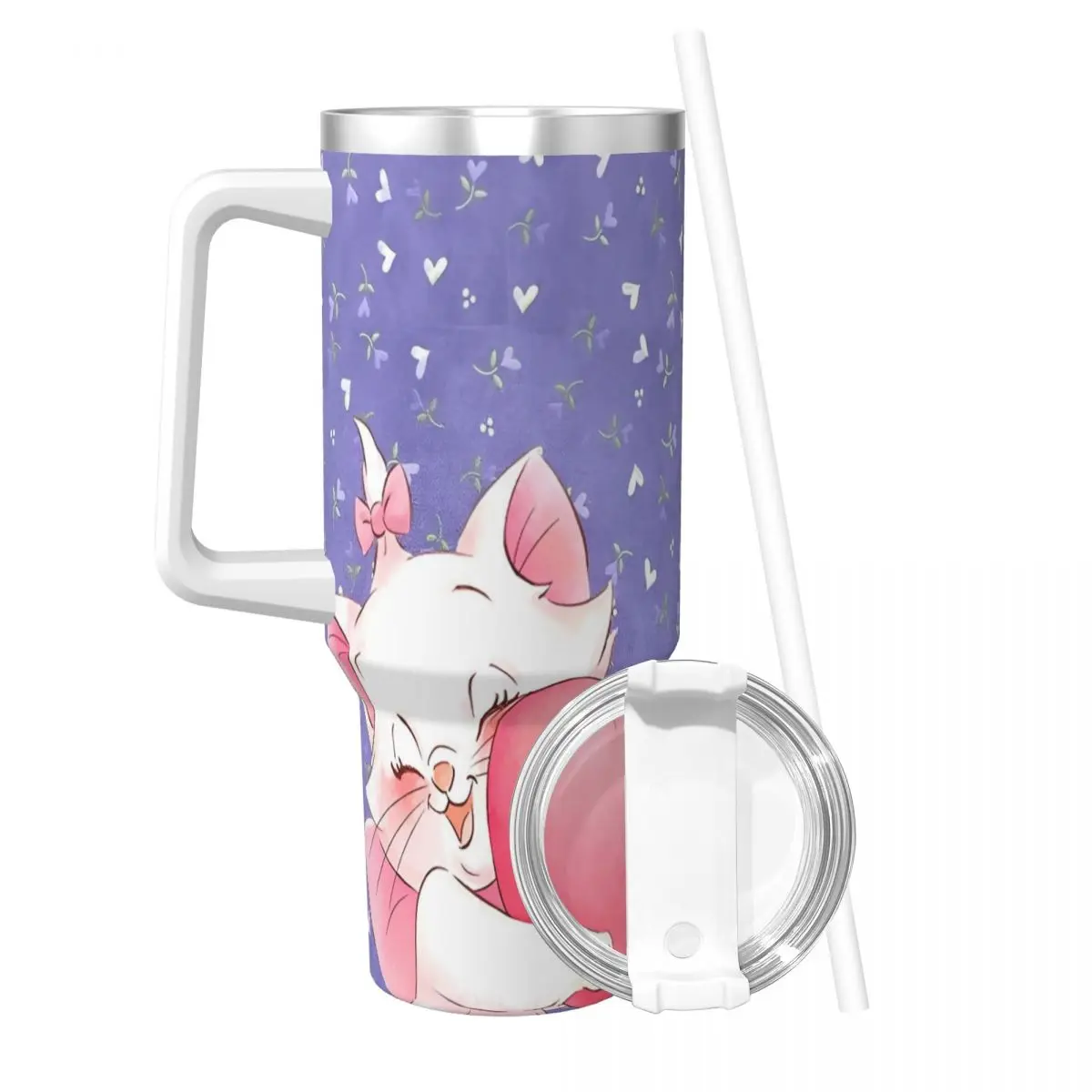 Marie Cat Tumbler Hot Drinks Water Bottle Insulated Stainless Steel Coffee Mug Custom Driving Car Mugs