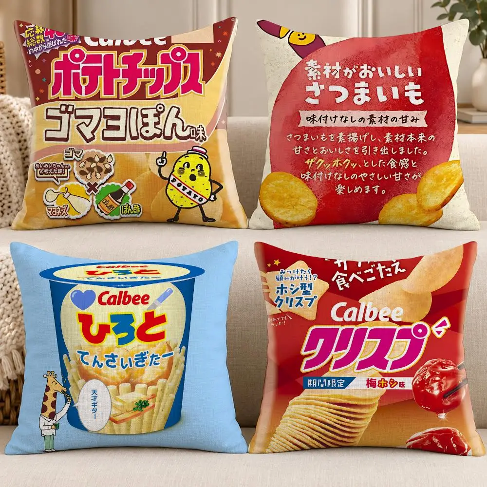 Food Snack C-Calbee Cushion Cover Soft Short Cover Washable Sofa Bed Dorm Garden Home Office Chair Decor