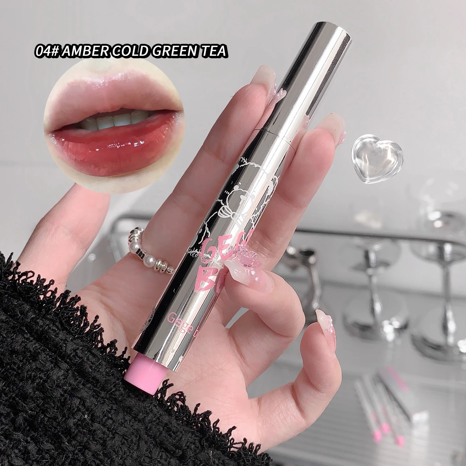 4 coresespelho translúcido nutritivo e hidratante brilho labial sólidocor de longa duração fácil de aplicar esmalte labial