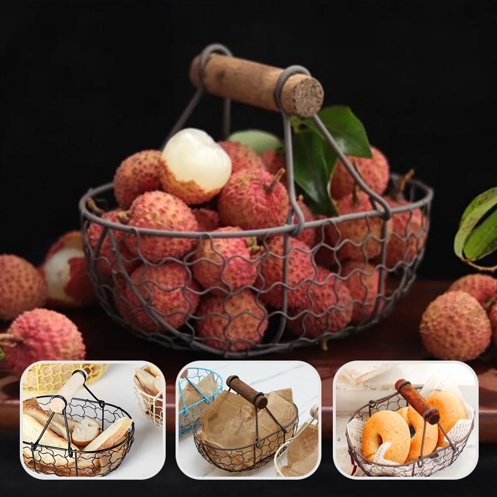 1pc Kitchen Fruit Basket Egg Storage Basket Creative Storage Basket Retro Old Storage Holder Large Egg Storage Container