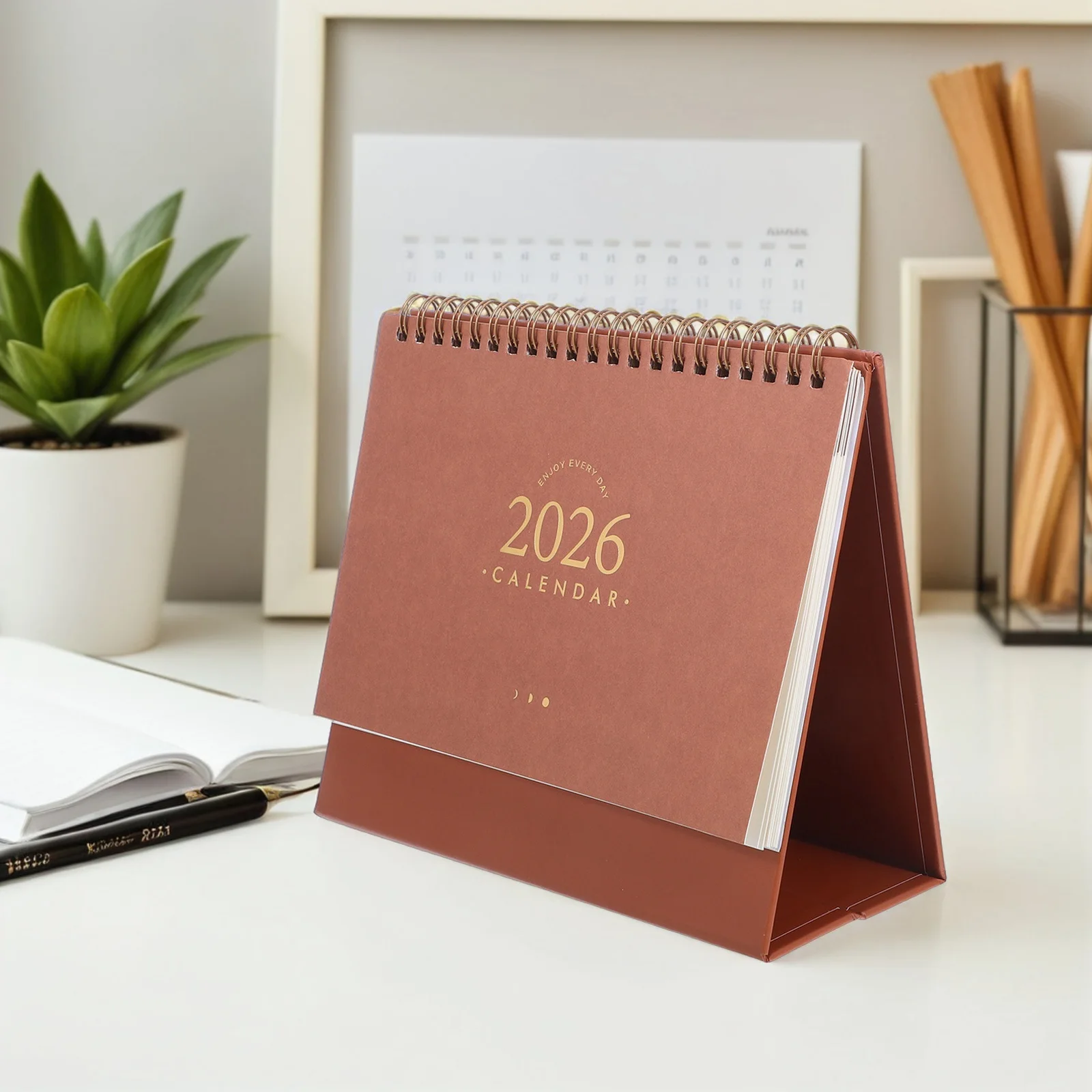 

Small Minimalist Desk Calendar 2025.9-2026.12 Compact Standing Flip Twin-Wire Month Planner Office Home Mini Calendar Notepad