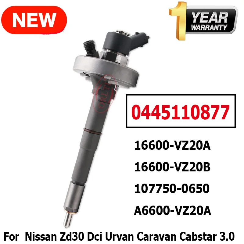 0445110877 Diesel Fuel Injector 16600-VZ20A Nozzle for Nissan Zd30 Dci Urvan Caravan Cabstar 3.0 Common Rail Injector