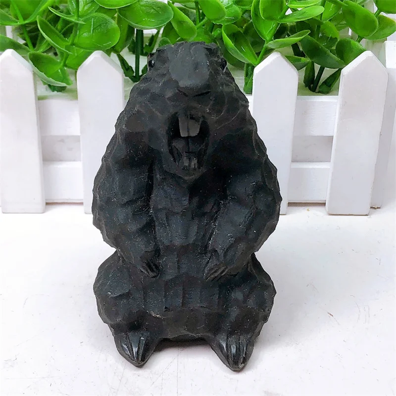 Natural Black Obsidian Groundhog Carving Decoration Healing Crystal Reiki Figurine Spiritual Wicca Gift 1PCS