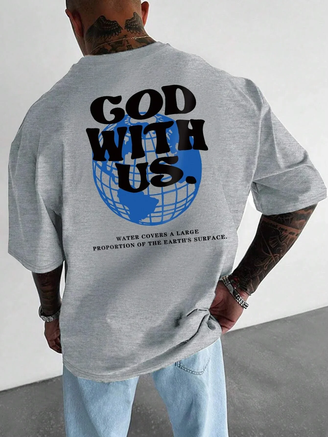 

Футболка мужская хлопковая с коротким рукавом и принтом, большого размера