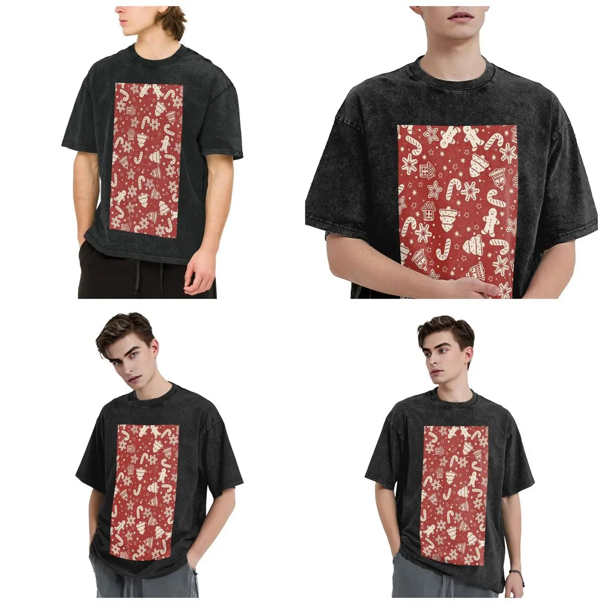 Merry Christmas & Happy Holidays! Hip Hop Short Sleeve T-Shirts Washed Tops Tees Streetwear T Shirt Printed for Men Women