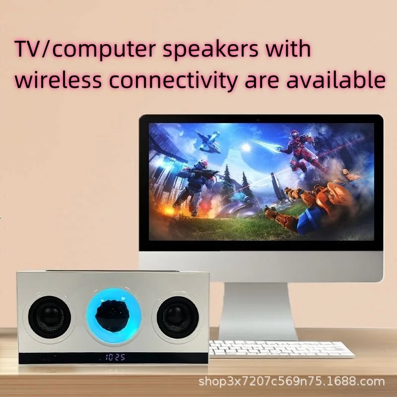 

Heavy Bass Powerful Pickup Bluetooth Speakers Magnetic Fluid Sound Box HIFI Stereo Surround BT5.3 Game Desktop TF AUX Subwoofer