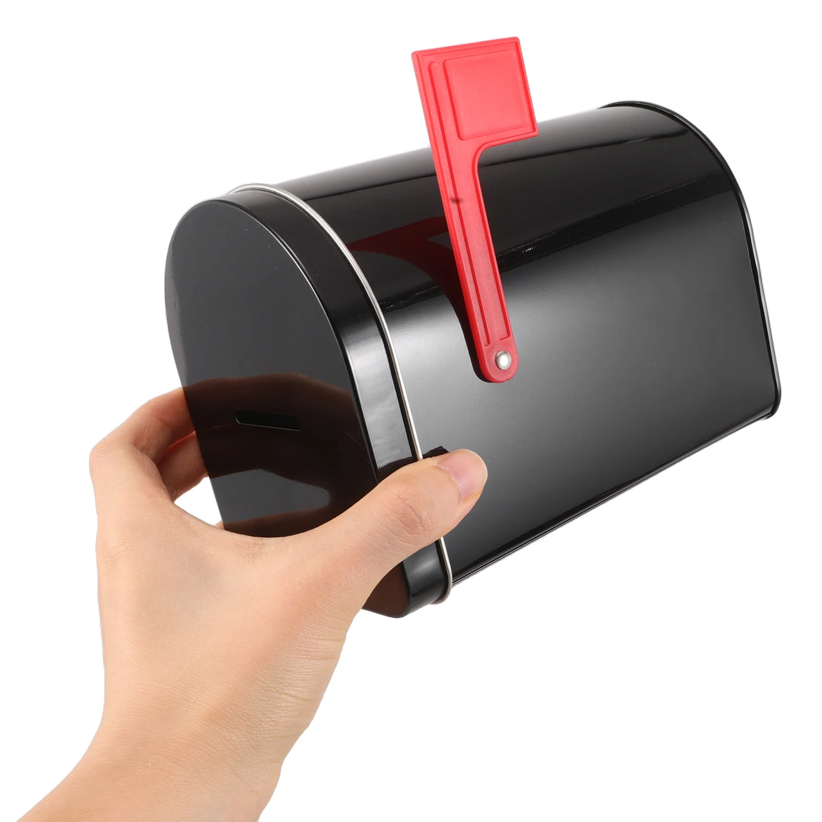 

Vintage Tin Mailbox Metal Mini Coin Bank Decorative Desktop Organizer for Home Office Classroom Raised Flag Craft Storage