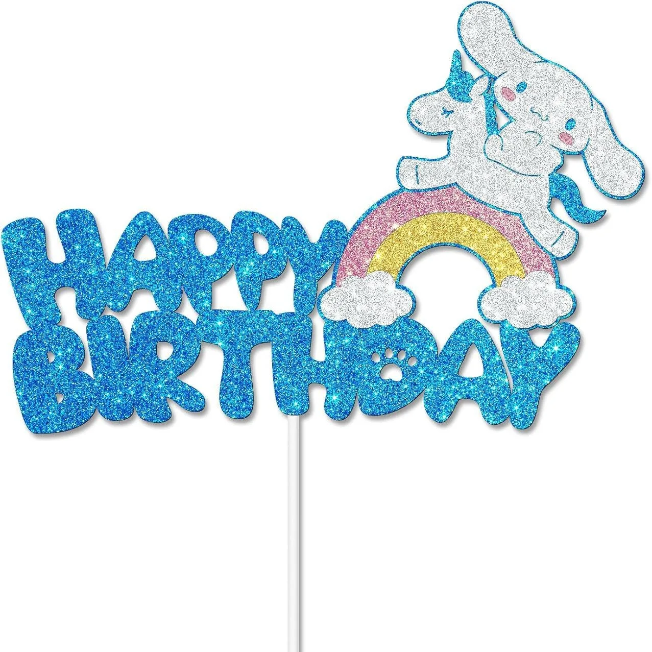 قطعة علوية لكعكة عيد الميلاد السعيدة من سينامورول، موضوع كرتوني لامع لحفلات أعياد الميلاد، مستلزمات تزيين الكب كيك للأطفال والبنات والأولاد #1