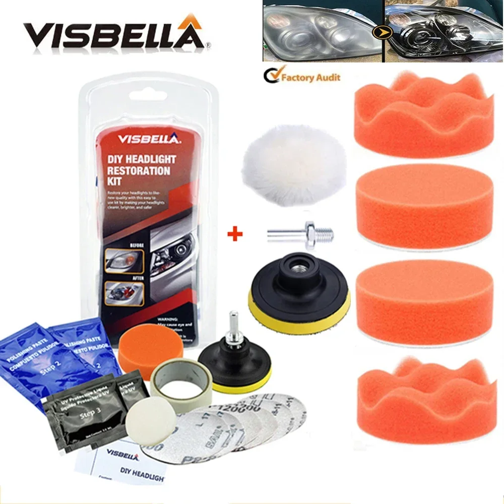 Car Headlight Restoration Headlamp Repair Kits Cleaning Paste Car light Polish Polishing pad Kits for Polisher electric drill