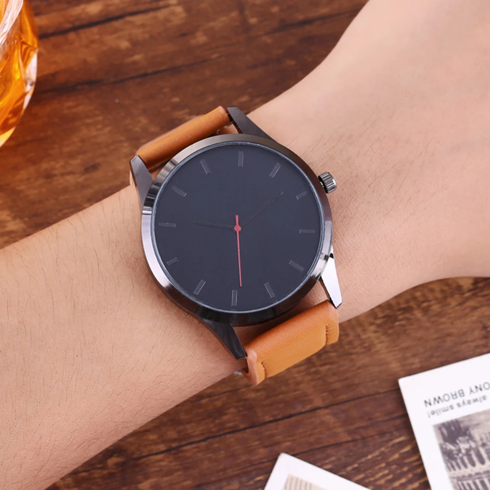 

Watches for Men Cuff Band Large Dial Outdoor Quartz Brown Wrist Man Dress with Bands Strap