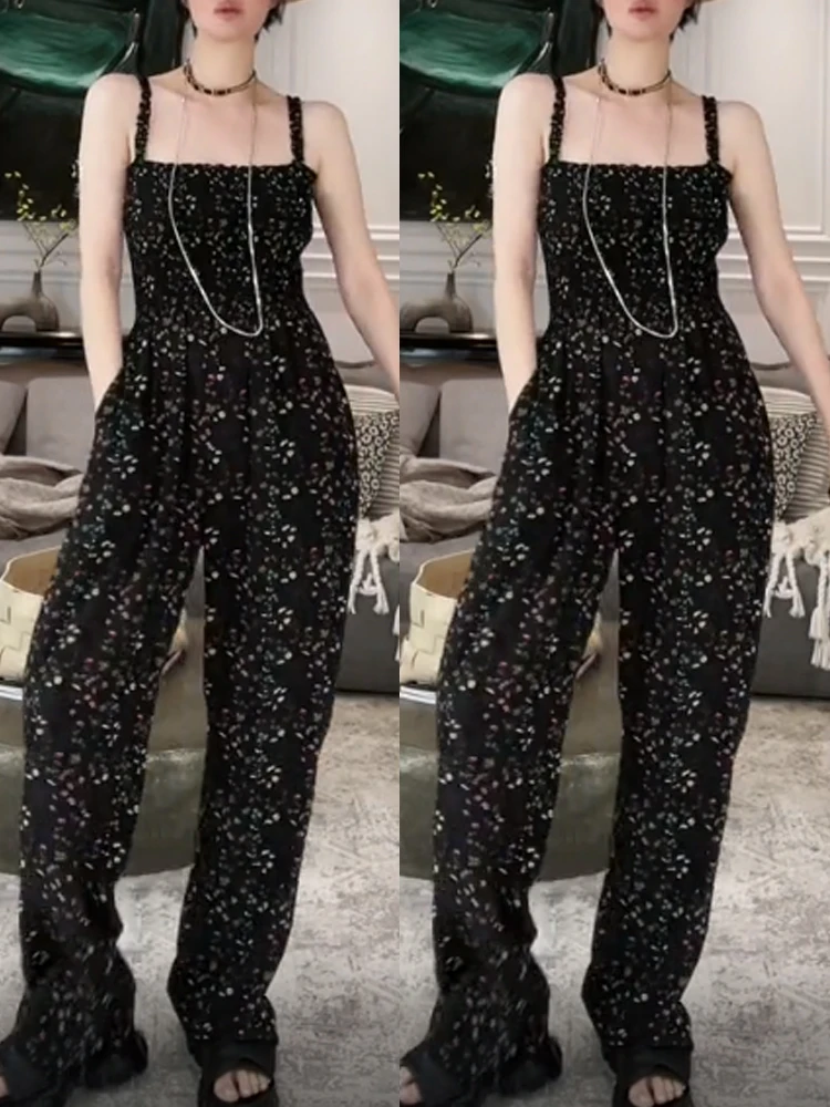 

Летний женский тонкий повседневный комплект: топ с открытыми плечами и цветочным принтом, плиссированные брюки-палаццо с оборками, укороченный топ для стройности