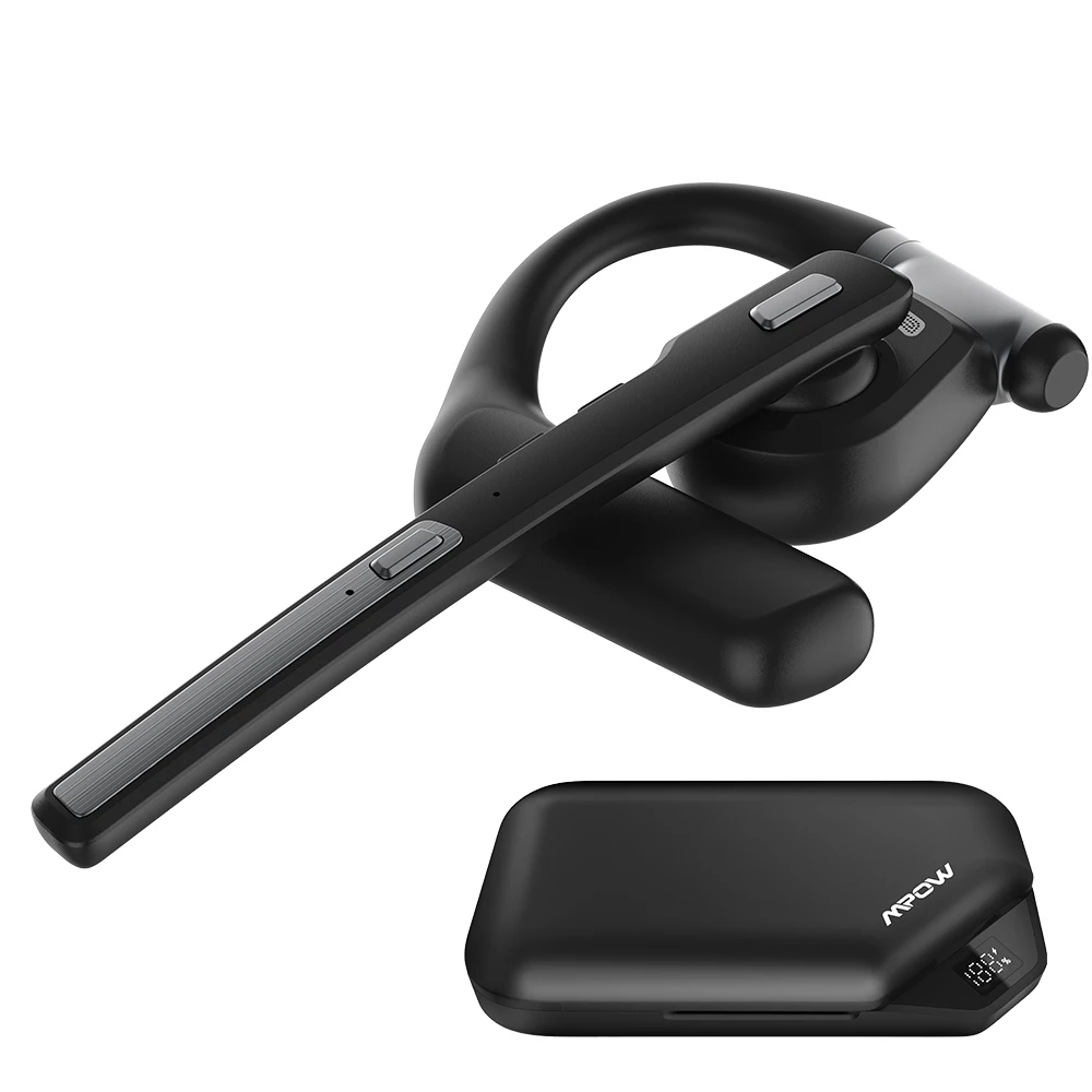 Mpow A6 Bluetooth 6.0 Headset with Microphone 96-Hour Open Ear Noise Canceling Wireless Earpiece Mute Button for Trucker Office