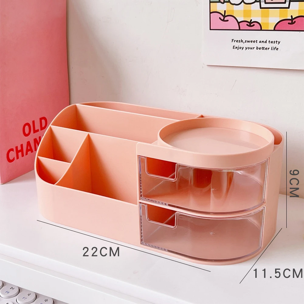 Desktop Pen Holder Cute Multi-functional Large-capacity Partition Drawer Student Desktop Kawaii Stationery Organizer Storage Box